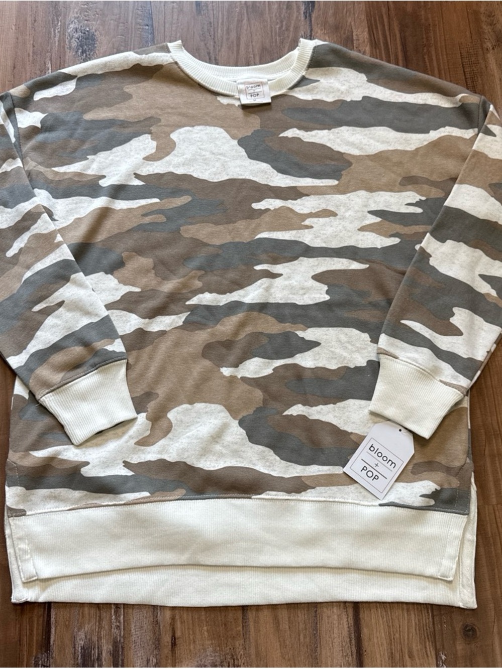 Women’s Beige Camo Crewneck Sweatshirt